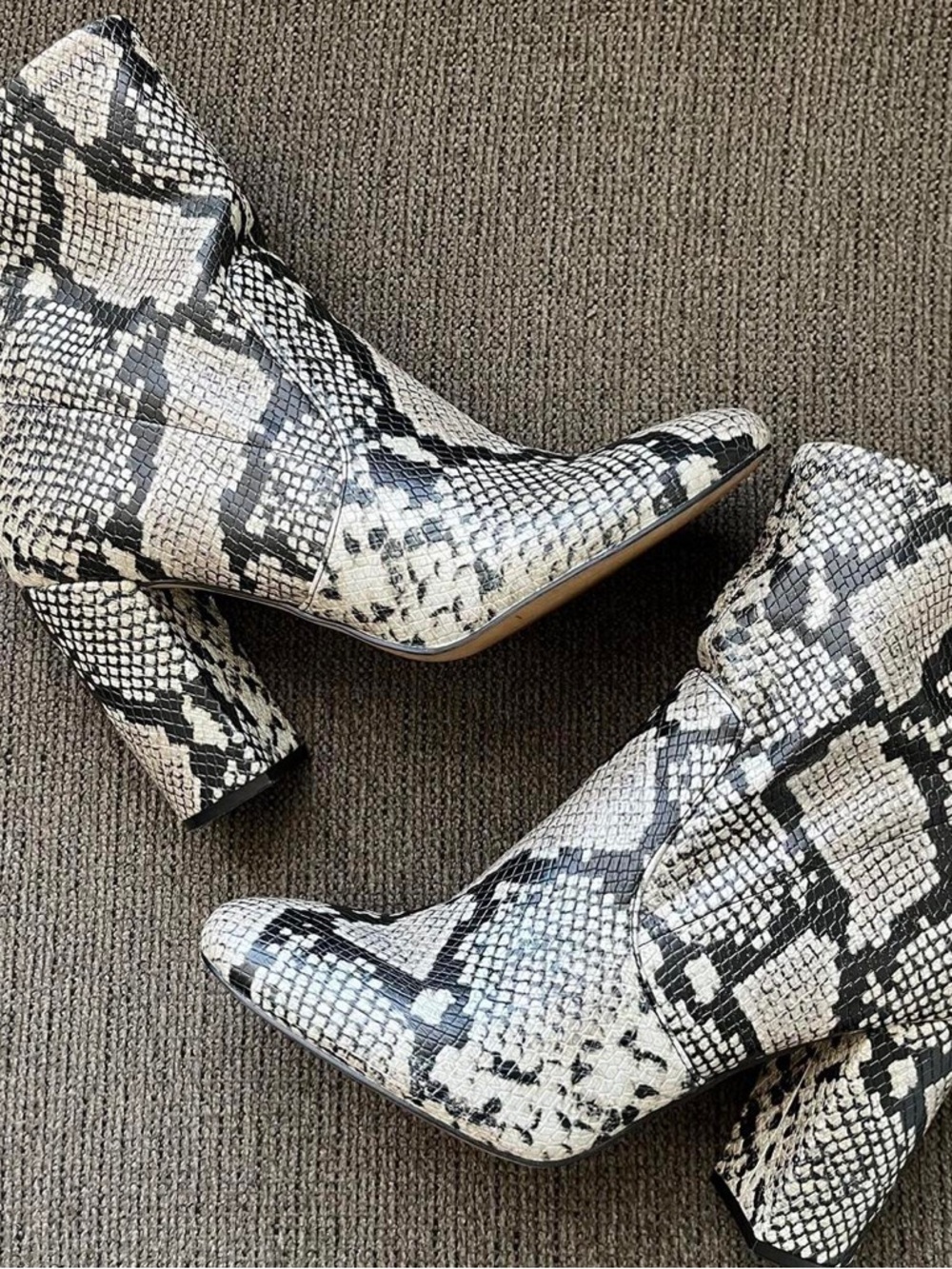 Aldo Women's Snakeskin Print Block Heel Ankle Boots - Black & White